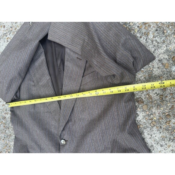 VTG 44 Ermenegildo Zegna Brown Wool Flannel Chalk Stripe Made In Italy 2 Piece - Picture 4 of 16